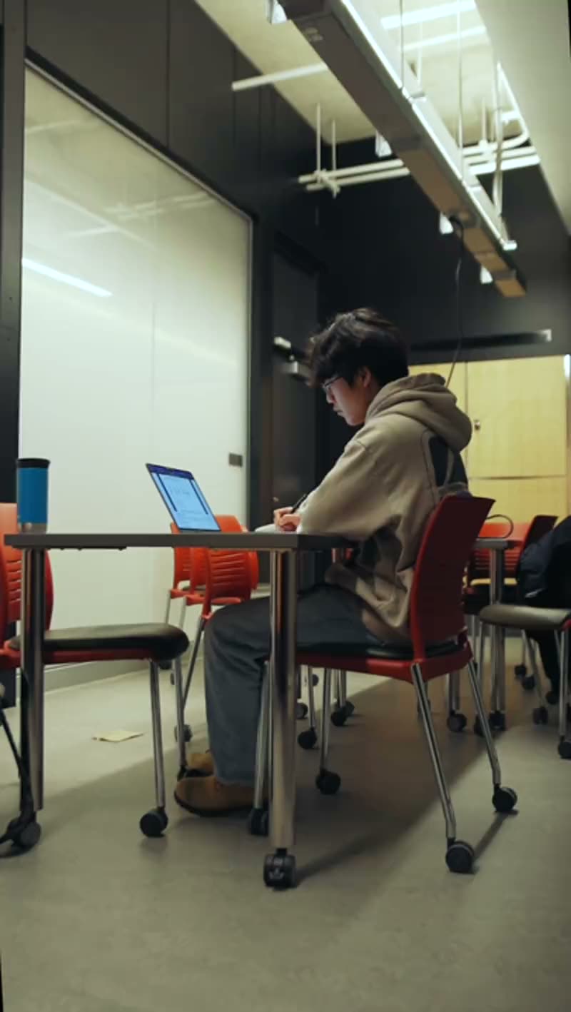 Working through footage on a laptop